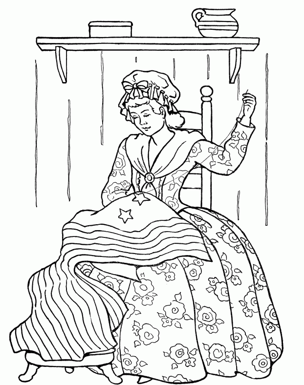 Betsy Ross Flag Coloring Pages | Pictxeer