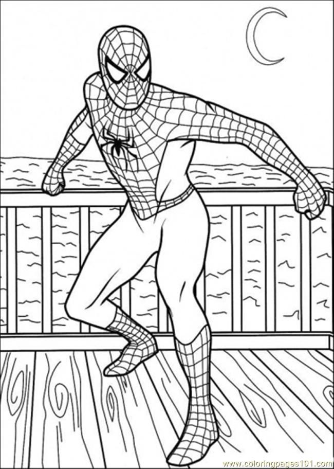 Coloring Pages Spiderman On A Boat (Cartoons > Spiderman) - free