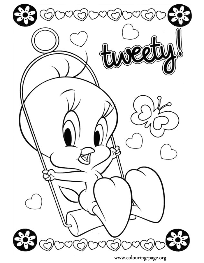 Tweety - Tweety swinging coloring page