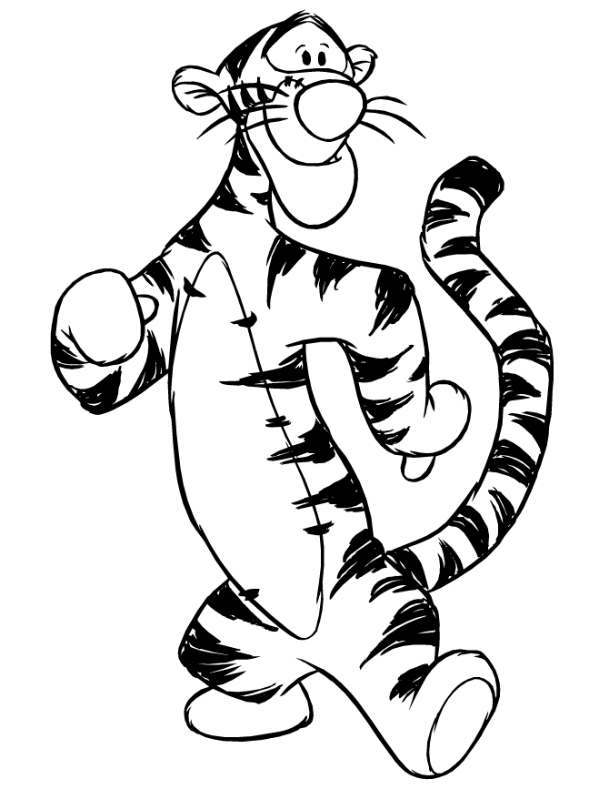 Tigger Posing With Thumbs Down Coloring Page | Free Printable
