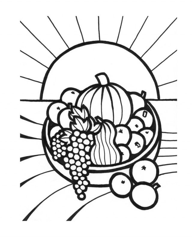 Kids And Fruit In The Basket Coloring Page For Kids Fruit 228427