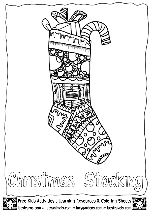 Christmas Stocking Coloring Pages Template Collection, Xmas