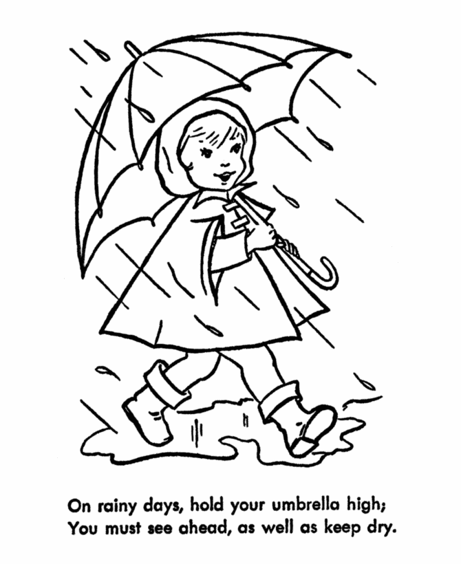 Learning Years: Child Safety Coloring Page - Umbrella Safety