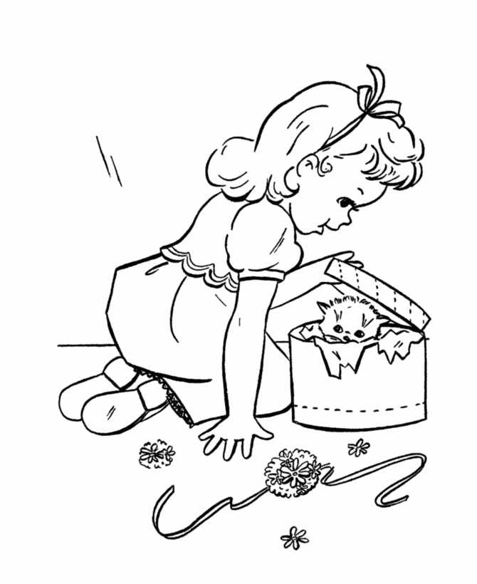 BlueBonkers - Kids Birthday present Coloring Page Sheets - Kitty