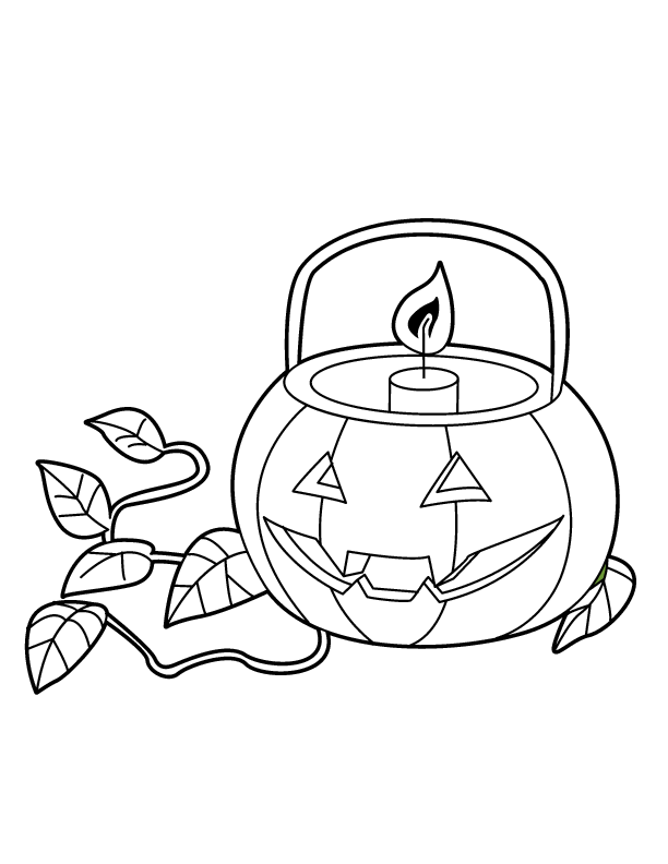 pumpkin with candle printable coloring in pages for kids - number
