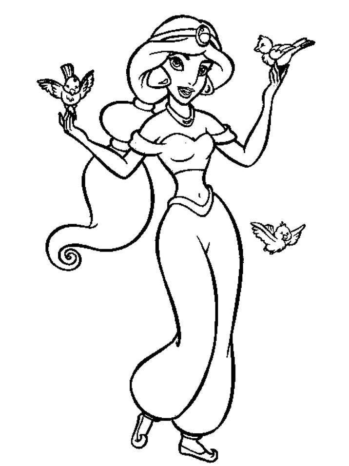 Free printable princess jasmine coloring pages 5 : Fullcoloringpages.