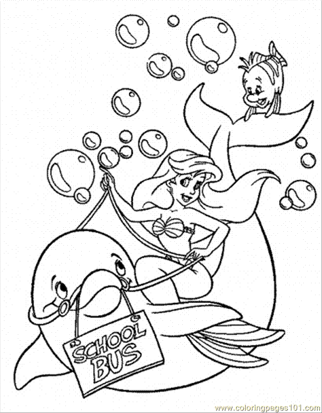 Coloring Pages Riding Dolphin (Cartoons > The Little Mermaid