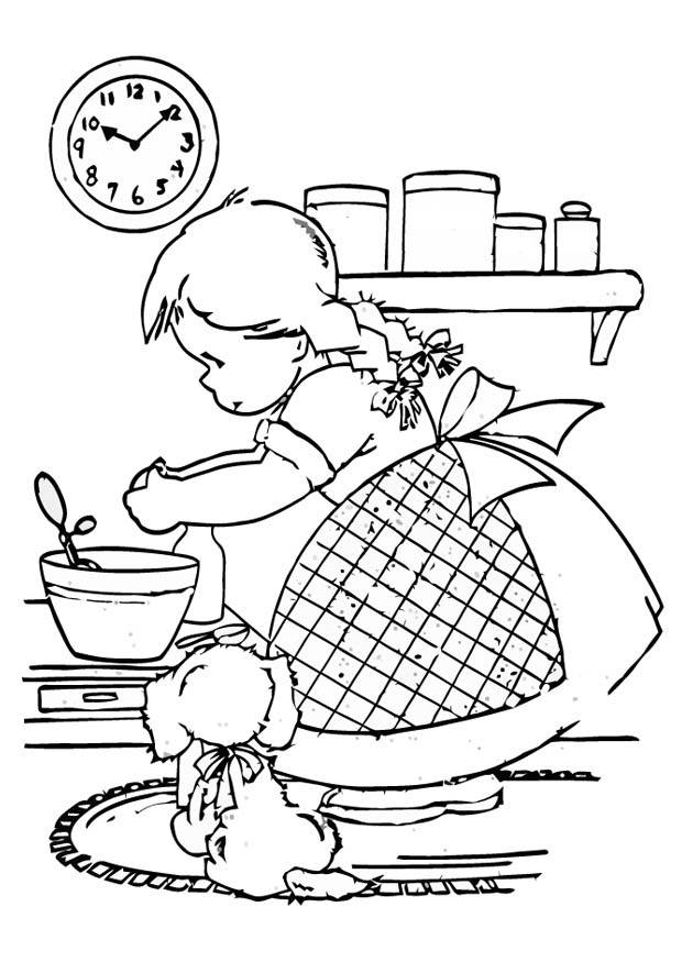 Cooking Coloring Pages : Hello Kitty is A Chef Coloring Pages