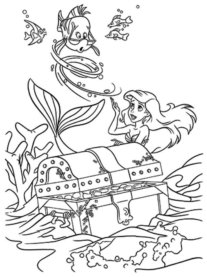 Ariel And Flounder Coloring Pages - Free Printable Coloring Pages