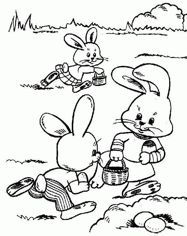Happy Easter Bunnies Coloring Pages