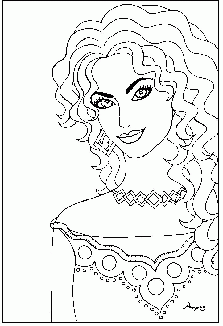 Stunning Woman Coloring Page | Crayon Action Coloring Pages