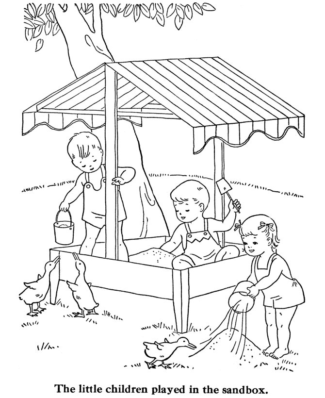 kids coloring pages playing in the sandbox printable