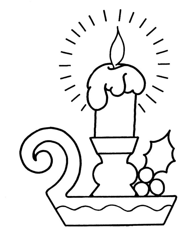 Print Christmas Candle Merry Christmas Coloring Page or Download