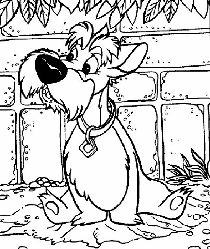 Lady and the Tramp kisses Colouring Pages