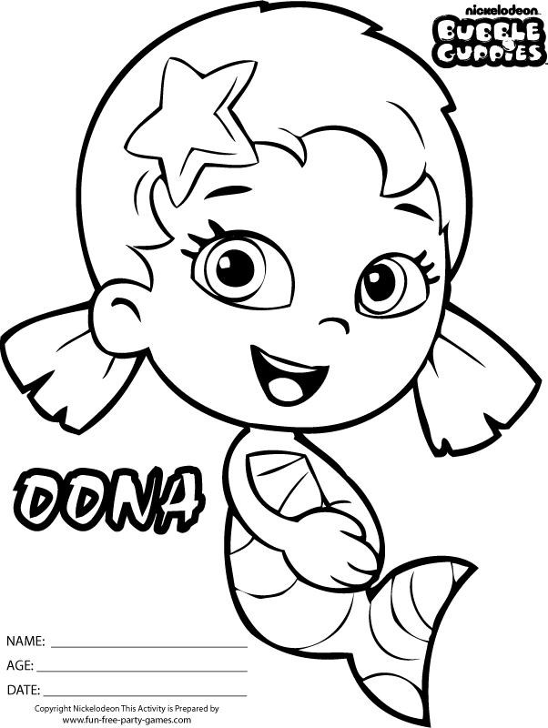Free Bubble Guppies Coloring Pages Oona With Arms Wide