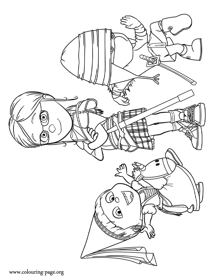 Despicable Me - Margo, Edith and Agnes coloring page