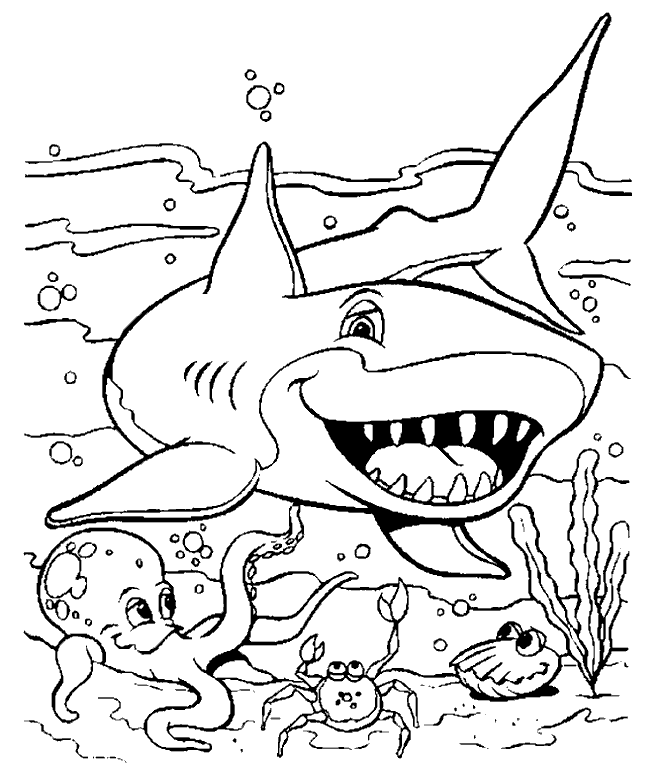 Cartoon Shark Coloring Pages - Cartoon Coloring Pages