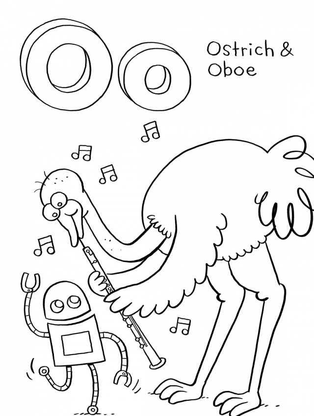 Download Oboe And Ostrich Alphabet Coloring Pages Or Print Oboe