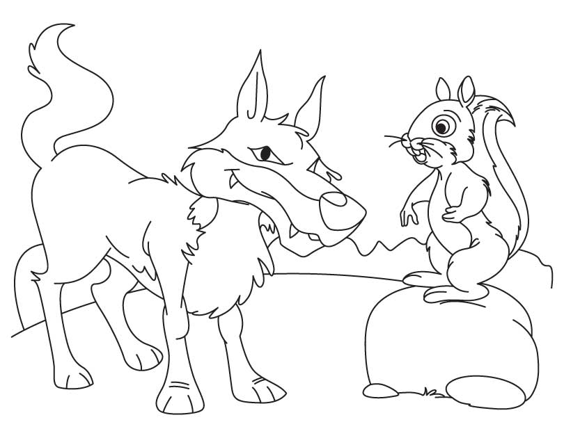 Wolf and squirrel coloring page | Download Free Wolf and squirrel