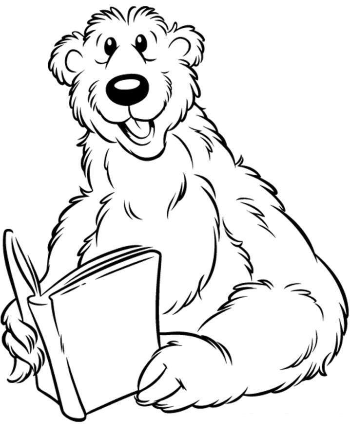 Disney Bear reading Book Coloring Sheets