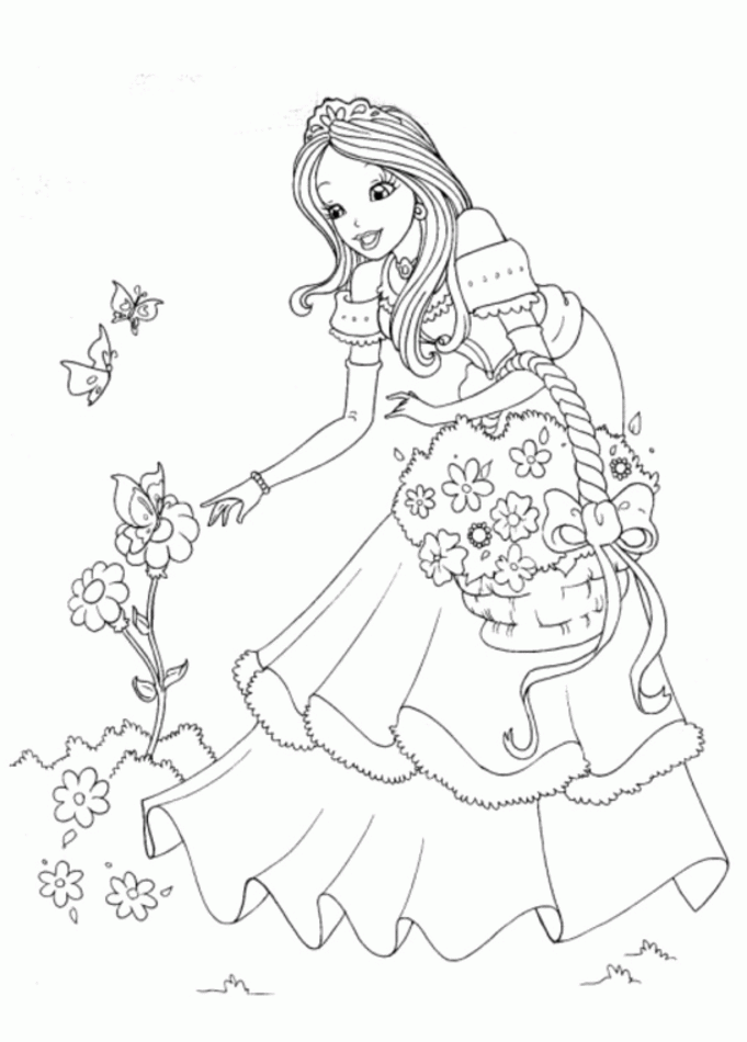 Princess Pick the Flower Coloring Pages Printable : New Coloring Pages
