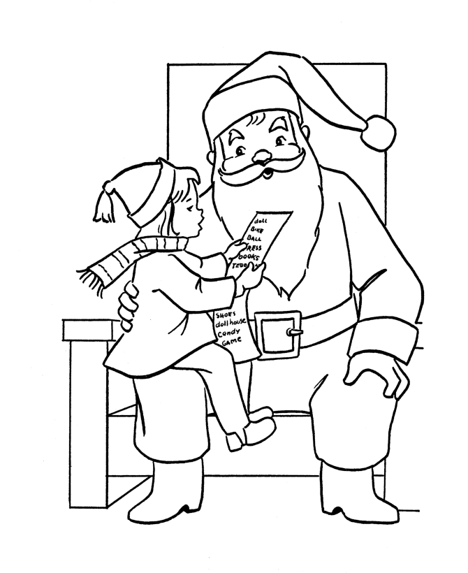 Santa Claus Coloring Pages - Santa Claus at the Mall | HonkingDonkey