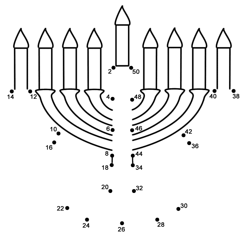 Menorah - Connect the Dots, count by 2
