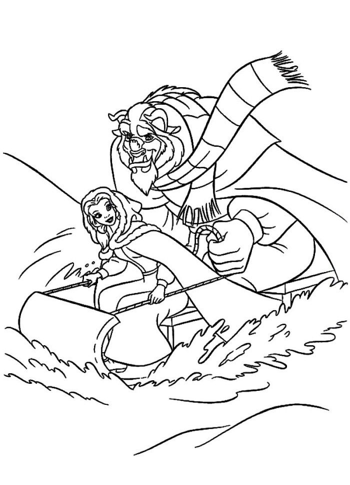 Belle and Beast in Green Room Beauty and The Beast Coloring Page