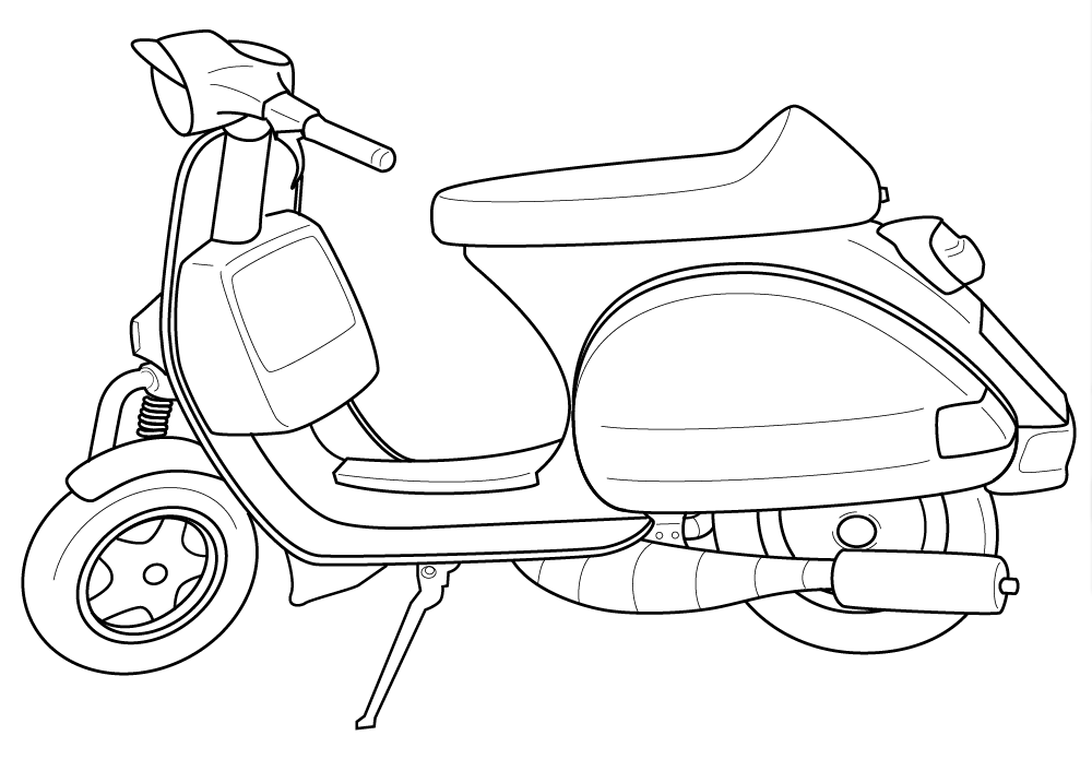 Vespa Coloring Pages For Kids to Print: Vespa Coloring Pages For