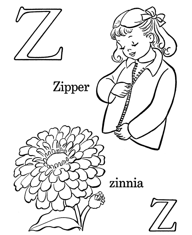 Alphabet Coloring Pages | Letter Z - Free printable farm ABC