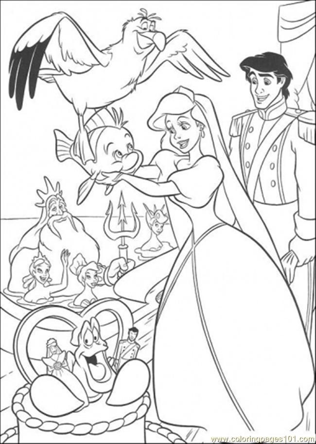 Coloring Pages Wedding Ceremony Of Ariel And Eric (Cartoons > The