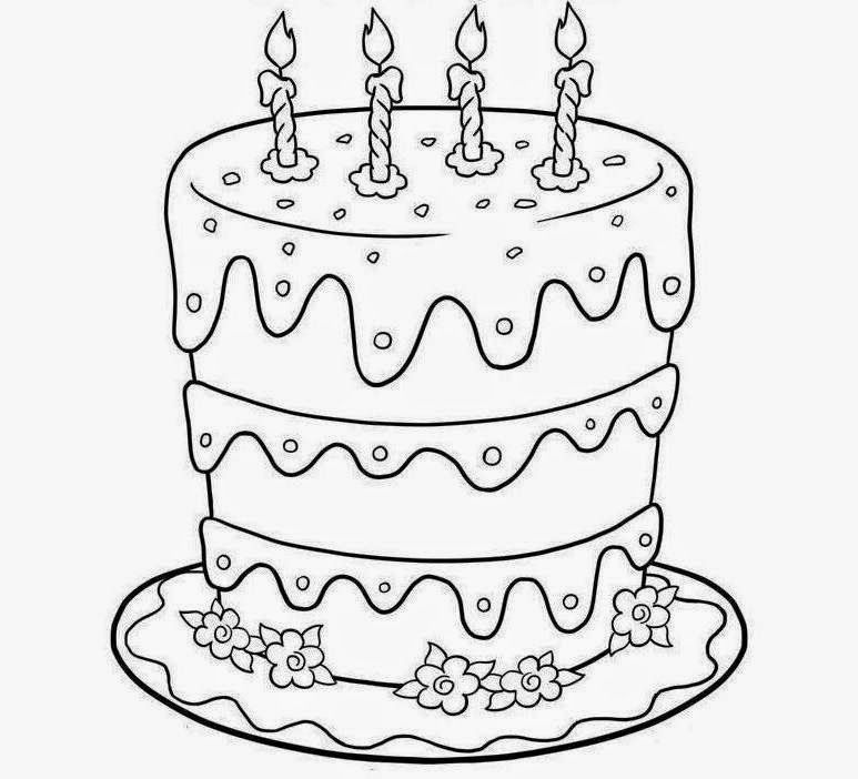 Colour Drawing Free Wallpaper: Birthday Cake Printable Coloring