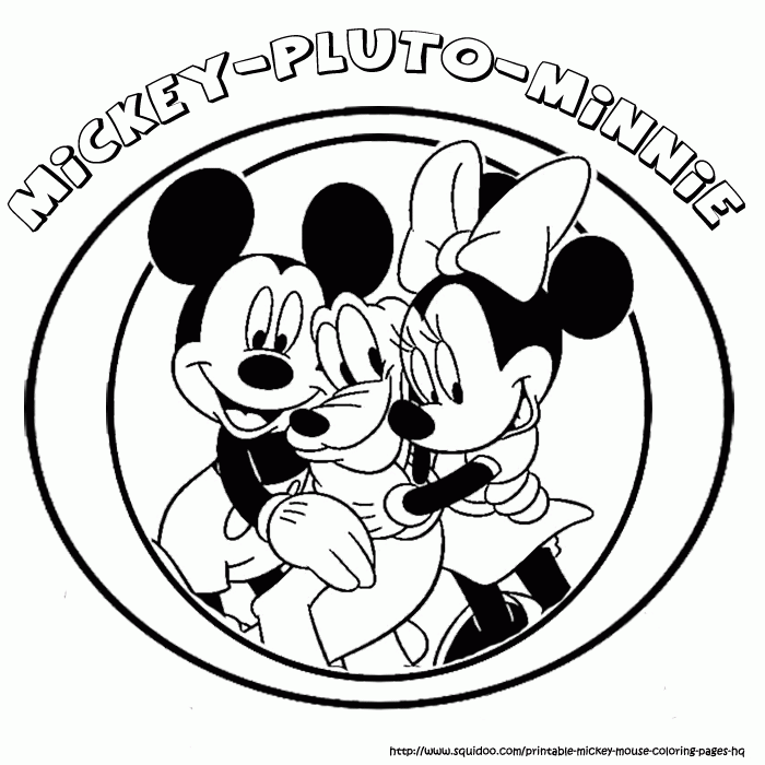 Printable Coloring Pages for Kids : mickey minnie and pluto color page