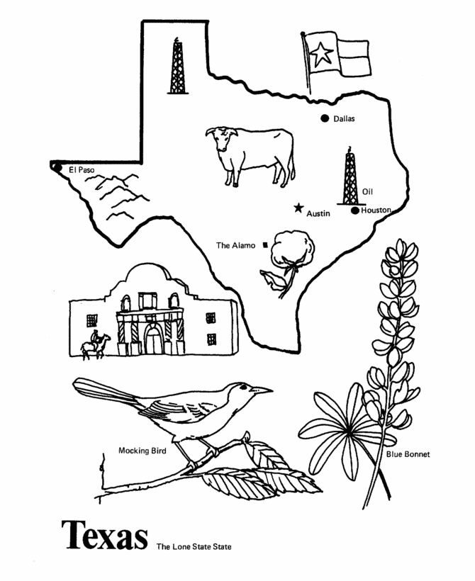 USA-Printables: State of Texas Coloring Pages - Texas tradition