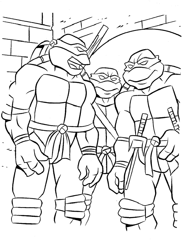 The Three Ninja Consulted Coloring Pages - Ninja Turtles Coloring
