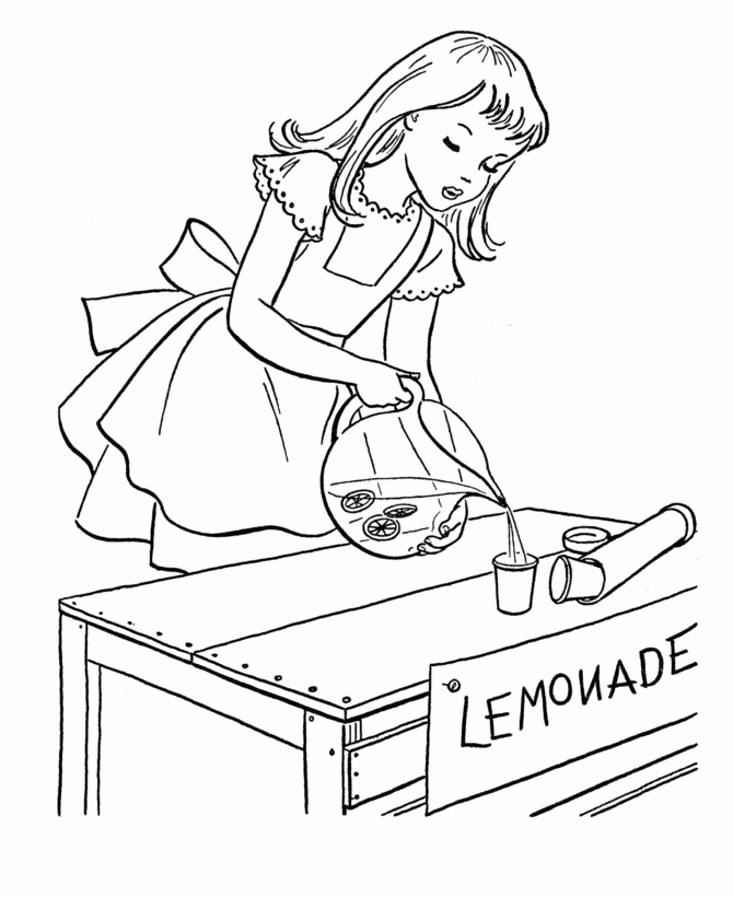 July 4th Coloring Pages - July 4th Lemonade Stand Coloring Page