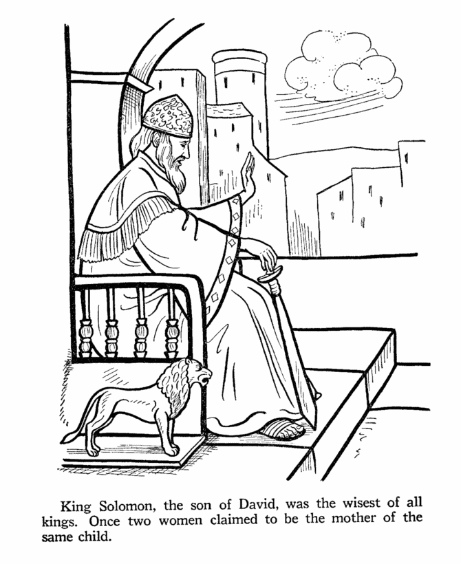 Bible Printables - Old Testament Bible Coloring Pages - King Solomon 1