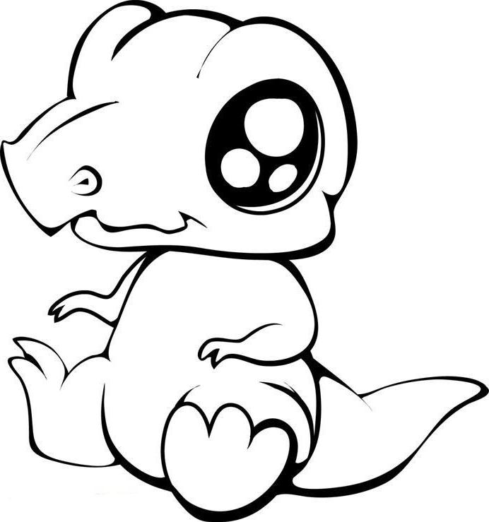 Print Cute Baby T-rex Dinosaur Coloring Pages or Download Cute ...