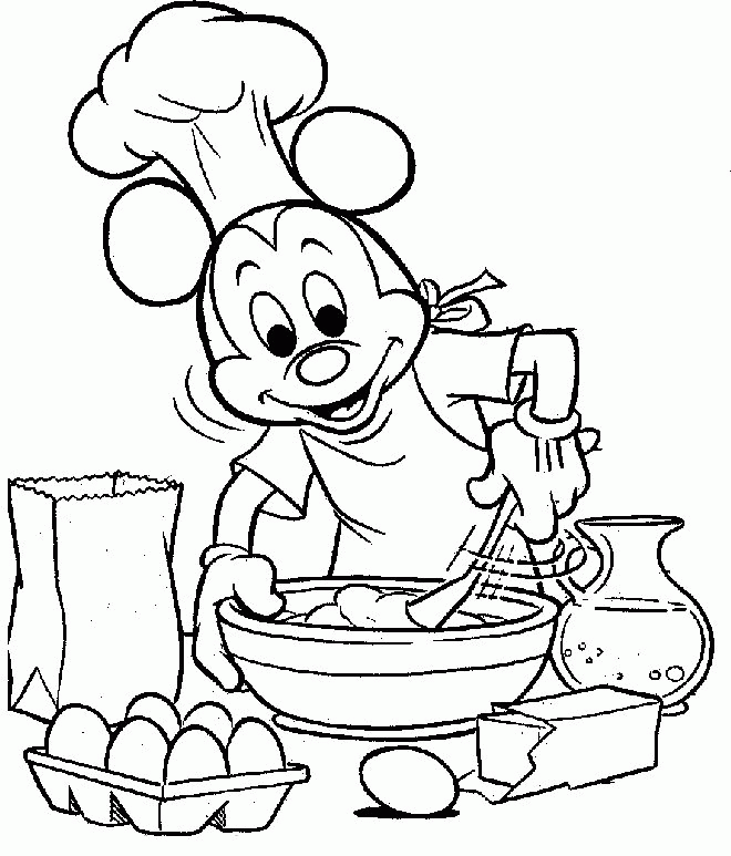 Mickey Mouse Was Cooking Coloring Pages | Kitchen printable ...