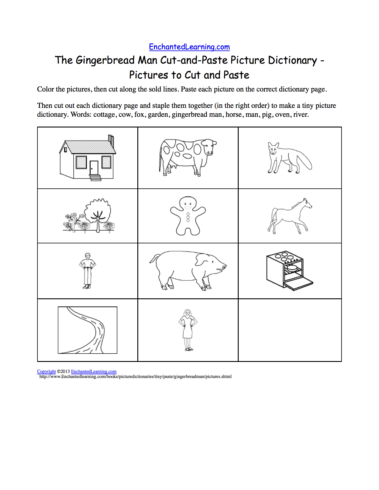 The Gingerbread Man Cut-and-Paste Picture Dictionary - A Short ...
