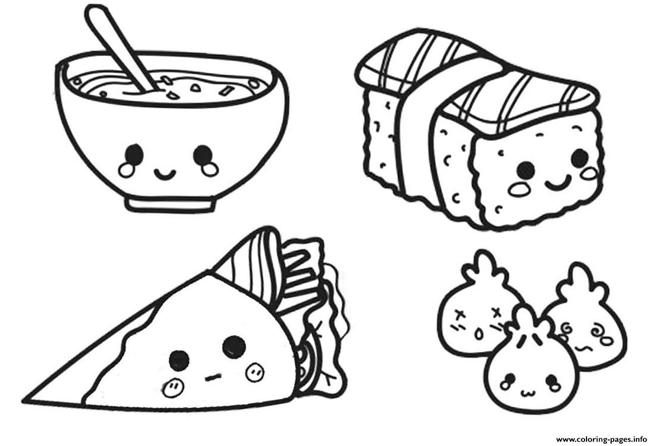 Kawaii Chinese Food Coloring Pages Printable