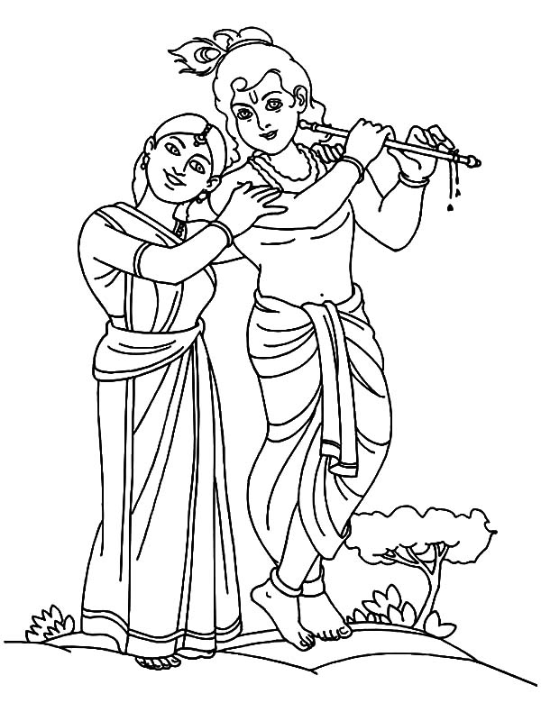 Romance Between Radha And Krishna Coloring Pages - Download ...