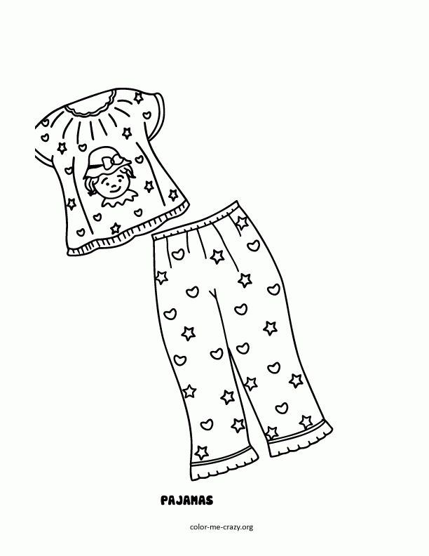 Pajama Coloring Page - Coloring Pages for Kids and for Adults