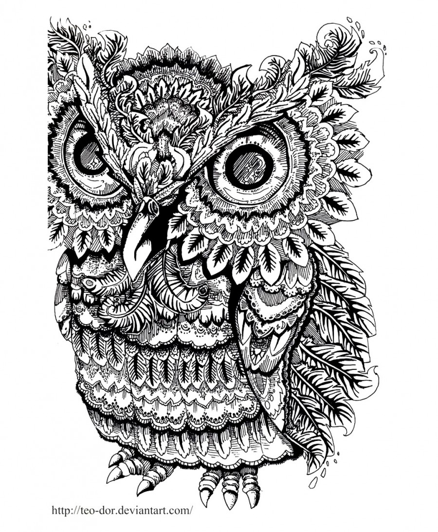 Owl - Really Hard Coloring Page
