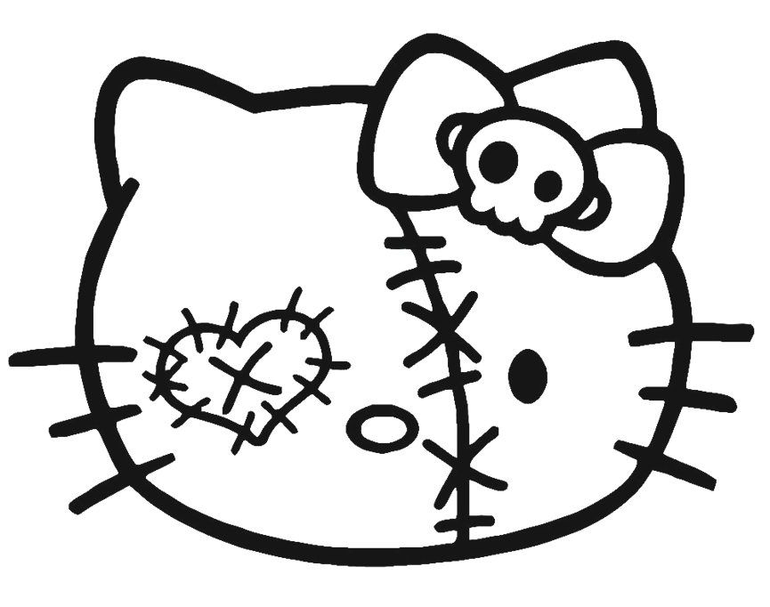 Kitty Zombie Halloween Coloring Pages Kat Head Decal - Colorine ...