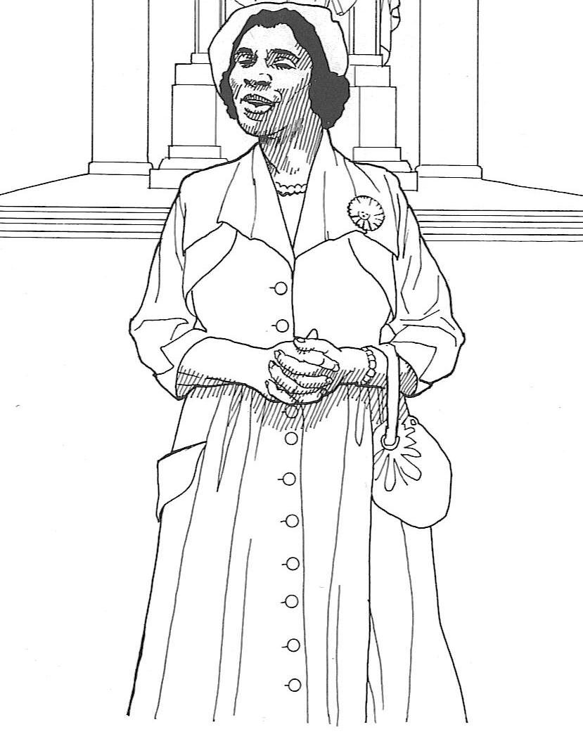 African-American woman - Black History Month - Rosa Parks Coloring Pages