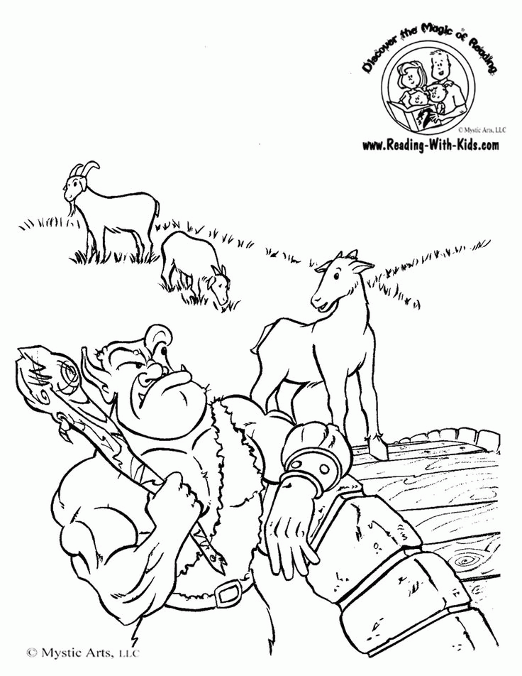 New Free Coloring Pages Of Billy Goat Gruff Troll, Kindergarten ...