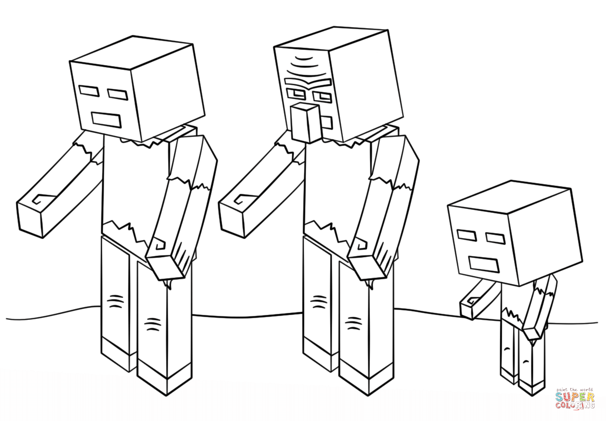 Minecraft Zombies coloring page | Free Printable Coloring Pages