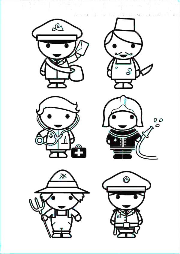 Various Type of Professions Coloring Pages : Batch Coloring