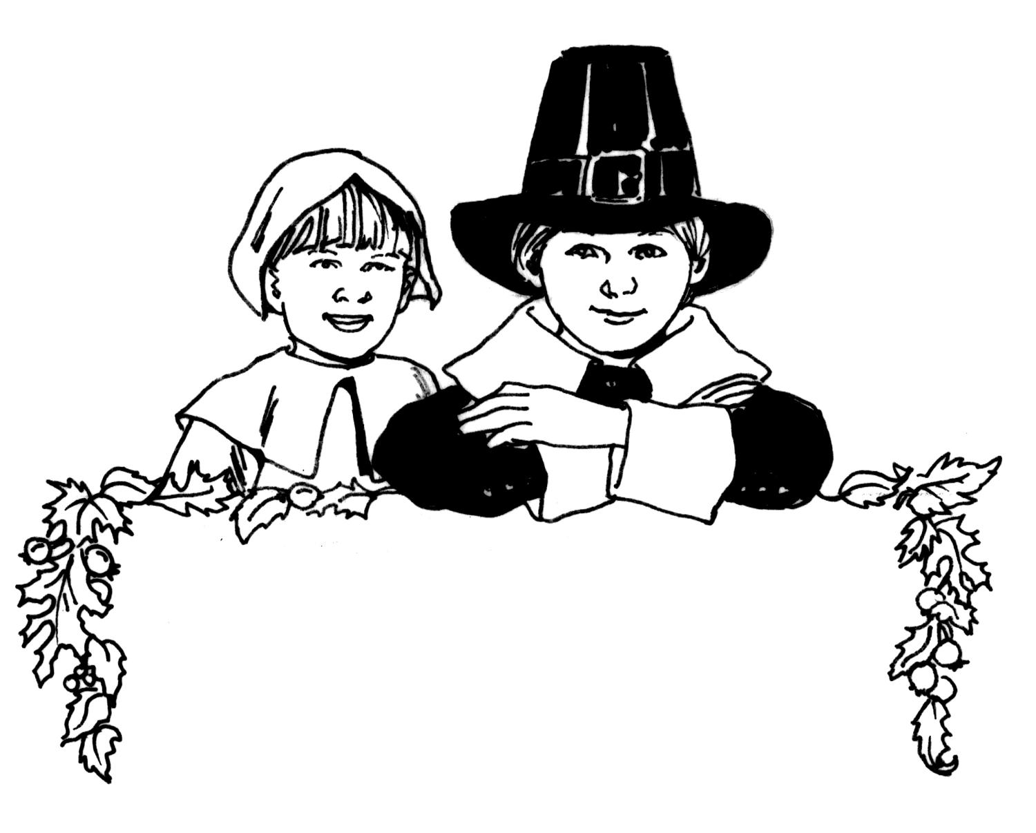 a pilgrim boy giving thanksgiving day wishbone coloring page ...